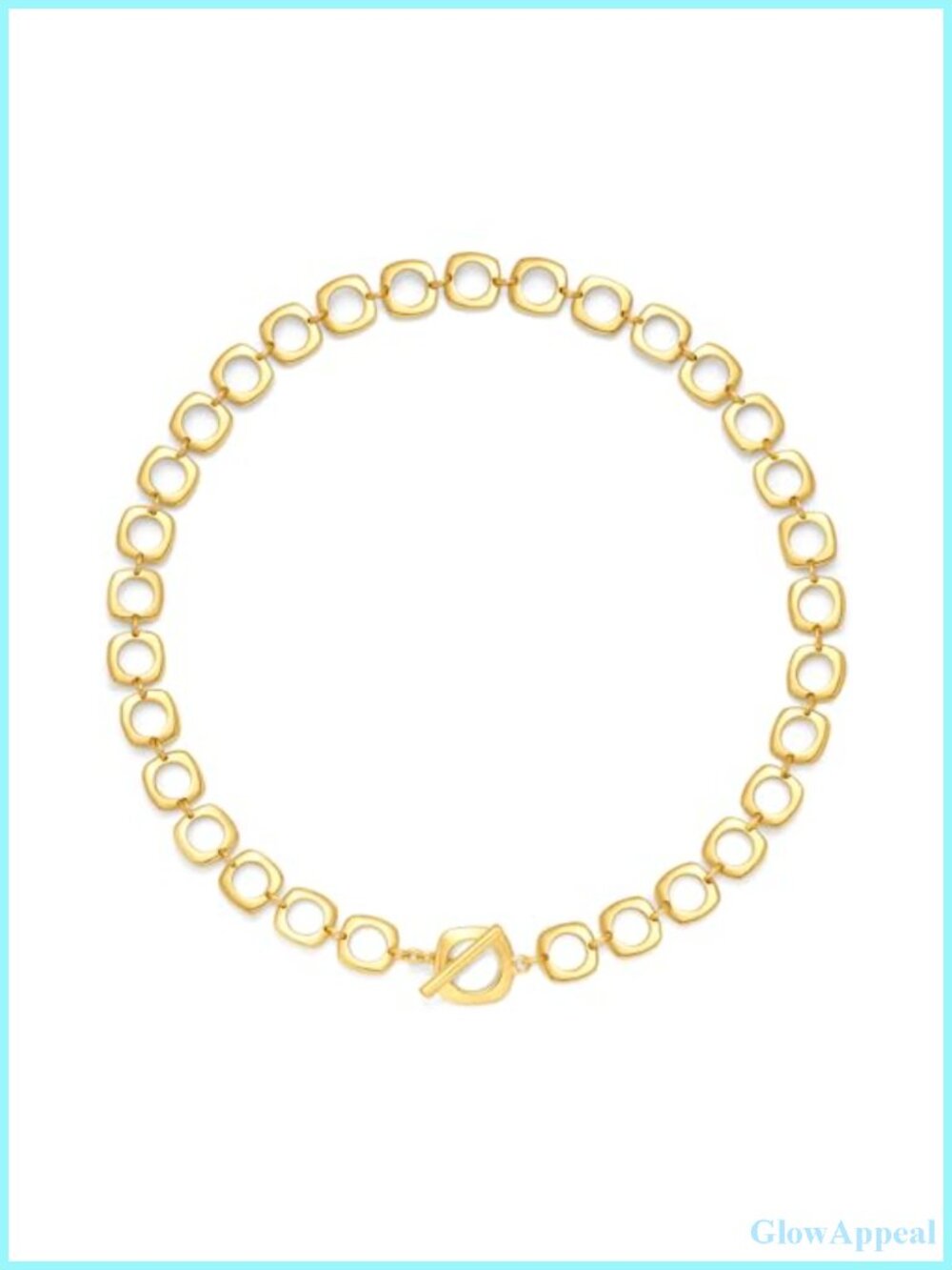 Chunky Gold Plated Toggle Choker Necklace Interlocking Square Link